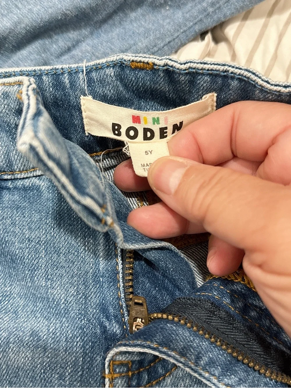 Boden Light Blue Denim Shorts for Kids